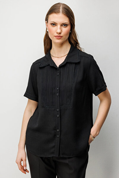 Ekol Fabric Patterned Short Sleeve Shirt -2542