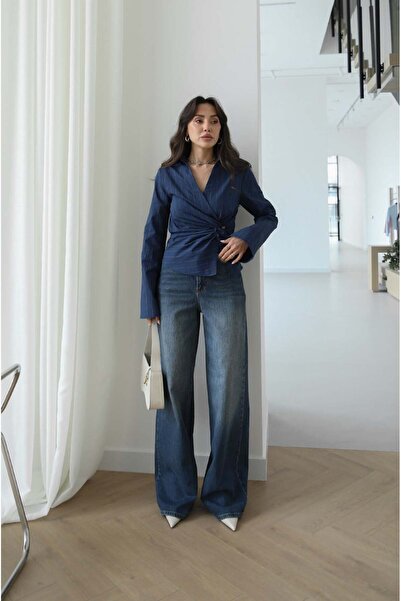 Havoş Koyu Mavi Yumuşak Form Palazzo Jean