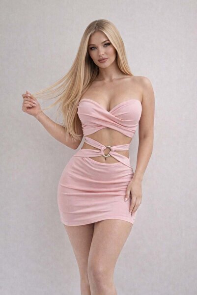 pink life Powder Pink Luna Ring Cut-Out Mini Dress