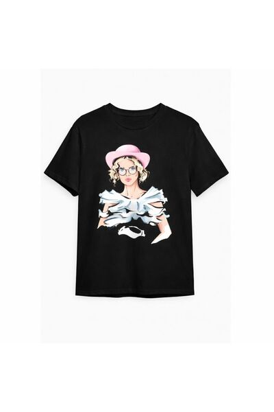 YK WEAR Oversize Women's / Girls' T-Shirt Black – Trend Girl Printed, Comfort...
