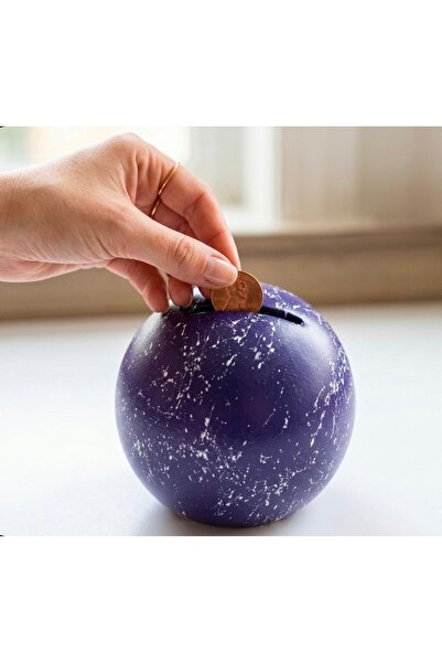 Mask Handmade Ceramic Globe Breakable and Reusable Piggy Bank with Bottom Cov...