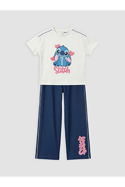 LC Waikiki Set de trening pentru fete cu imprimeu Lilo & Stitch, Sparkling Ch...