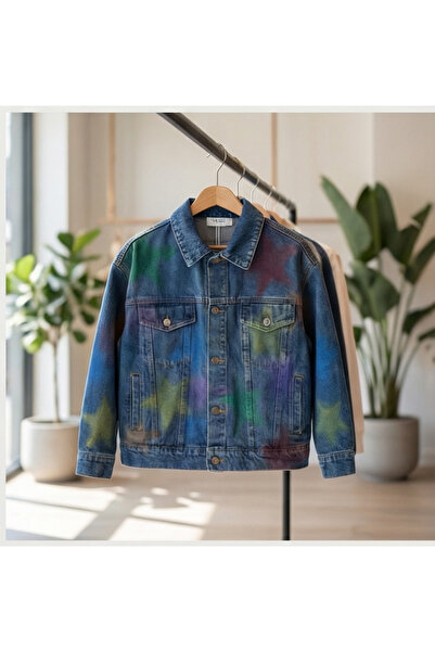 melisam.msg Τζιν μπουφάν για κορίτσια και αγόρια 100% λινό με αστέρια