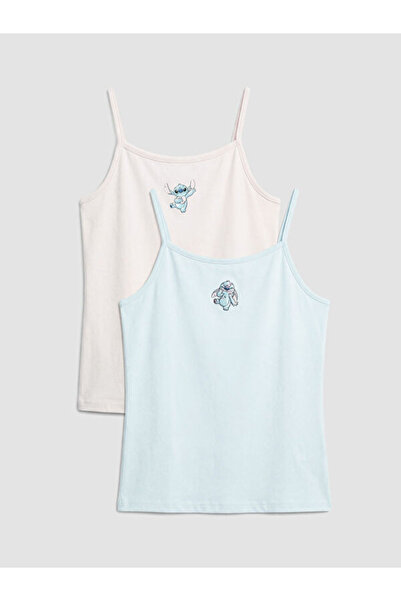 LC Waikiki Rmz Gi̇yi̇m Farkiyla Stitch Printed Rope Strap Girls' Undershirt 2...