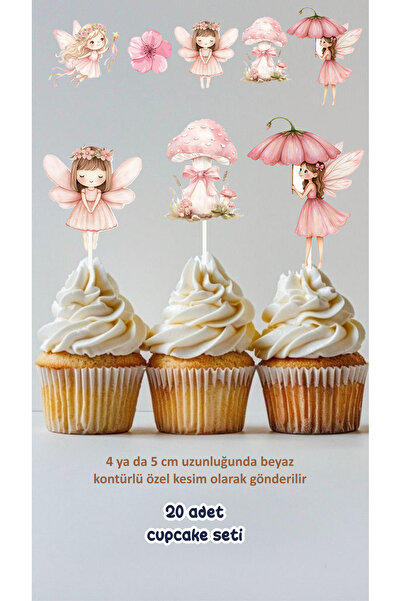 Sinek Kupası Tasarım Peri Kızı Konsept Kürdanlı Cupcake Süsü Doğum Günü Süsü ...
