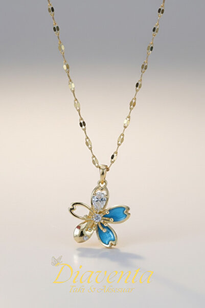 DİAVENTA TAKI VE AKSESUAR 100% Steel Necklace - Flower Motif Chain, Tarnish-R...