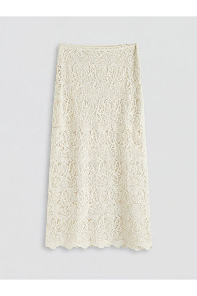 LC Waikiki Rmz Gi̇yi̇m Farkiyla Waist Drawstring Openwork A-Line Skirt