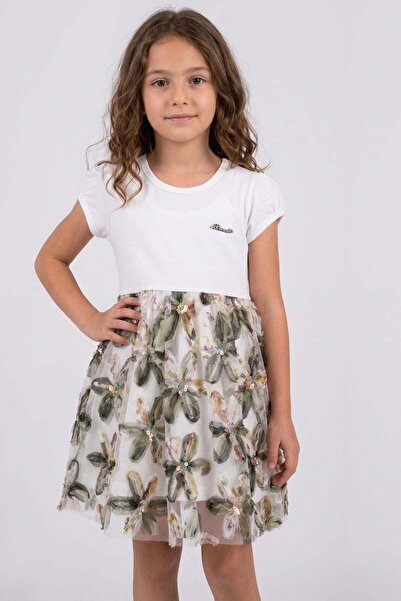 Breeze Girl's Dress with 3D Daisy Flower Applique and Sequin Detail, Ages 4-9...