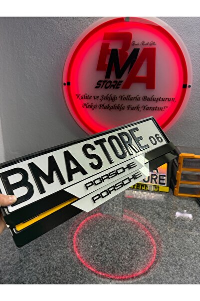 BMASTORE06 PORSCHE Yazılı ZEBRA MODEL Pleksi Plakalık (1çift,2adet)