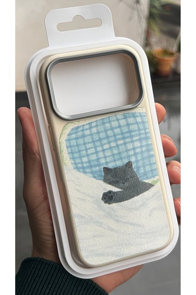 EDELFU iPhone 17 Pro Max Compatible - Serrated Sleepy Cat Cover Soft Protecti...