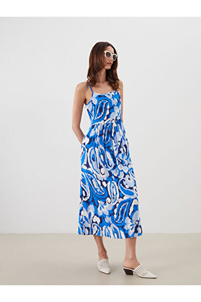 LC Waikiki I Kare Roba Collar Embroidered A-Line Dress with Rope Straps from ...