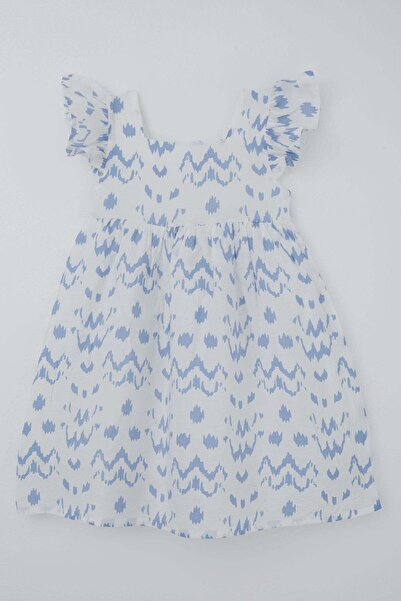 Breeze Girl's Dress with Patterned Back and Zipper Detail, Ages 8-12, White