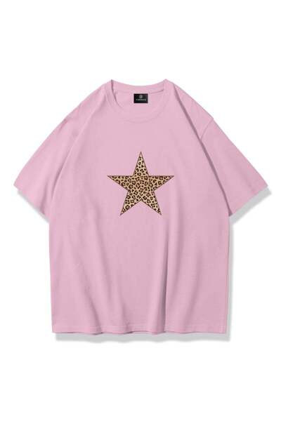 Trendiz Γυναικείο μπλουζάκι Leopard Star σε ροζ χρώμα