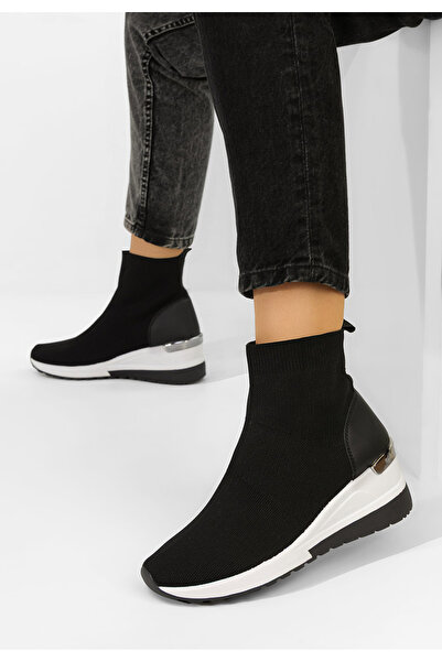 B T Shoes Σνίκερς με κάλτσα Jessina μαύρα