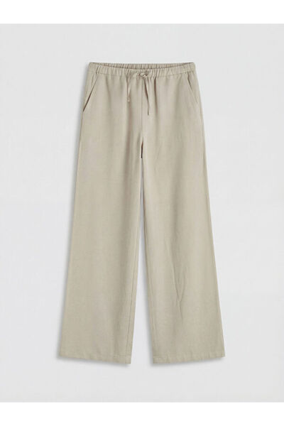 LC Waikiki Rmz Gi̇yi̇m Farkiyla Women's Linen Blend Trousers with Waist Cord