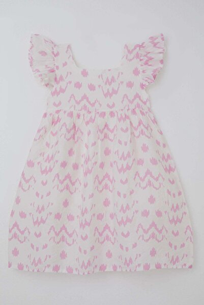 Breeze Girl's Dress with Patterned Back and Zipper Detail, Ages 8-12, White