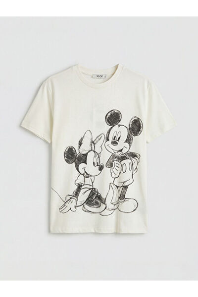 LC Waikiki Rmz Gi̇yi̇m Farkiyla Mickey Mouse Printed Women's T-Shirt