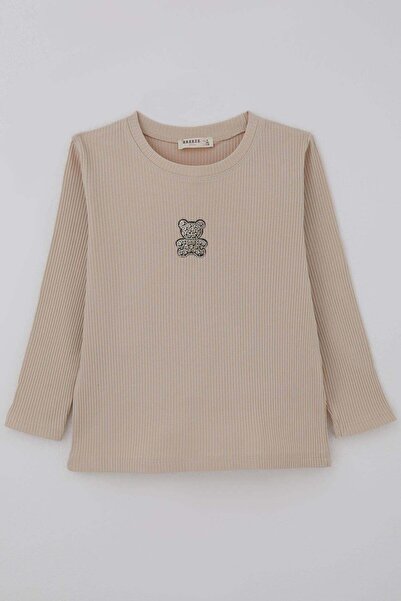 Breeze Girl's Long Sleeve T-Shirt with Stone-Embellished Sparkling Teddy Bear...