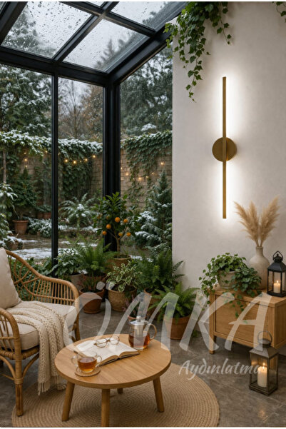 ömka design Eskitme Gold 50cm Kablosuz Beyaz Led Pilli Aplik Duvar Aydınlatma