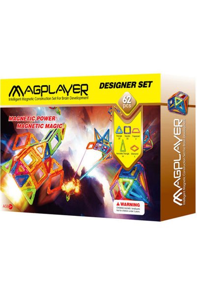 Magplayer Комплект магнитни конструктори - 62 части