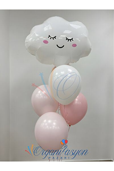 Organizasyon Pazarı Cute Cloud Foil Balloon Macaron Pink White Balloon Birthd...