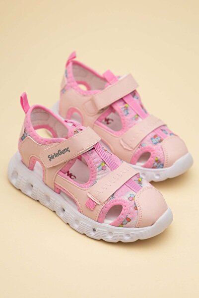 Dilimler Ayakkabı Şirinbebe Orthopedic Girls' Sandals Pink Lighted Sole Velcr...