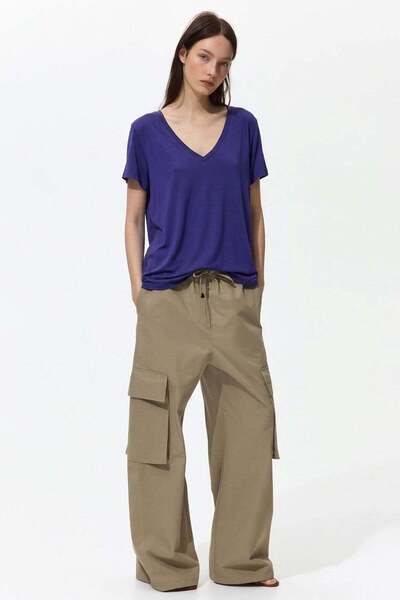 COTENCONCEPT Базова футболка з віскози з V-подібним вирізом спереду та ззаду