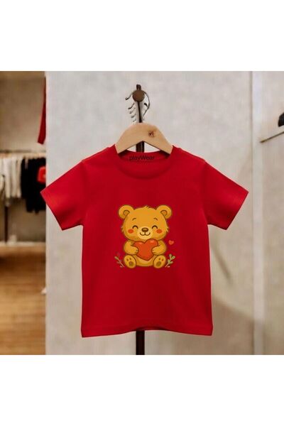 playwear Παιδικό unisex μπλουζάκι με στάμπα αρκουδάκι, 100% βαμβάκι, με λαιμό...