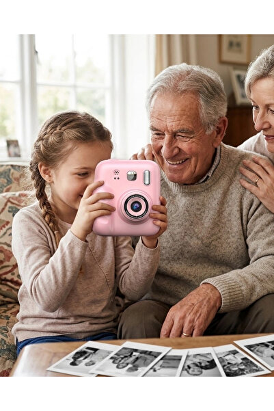 VLK HD Ekranlı Çocuk Fotoğraf Makinesi Video Kayıt ve Baskı Kağıdı Kalem Hediyeli VLK