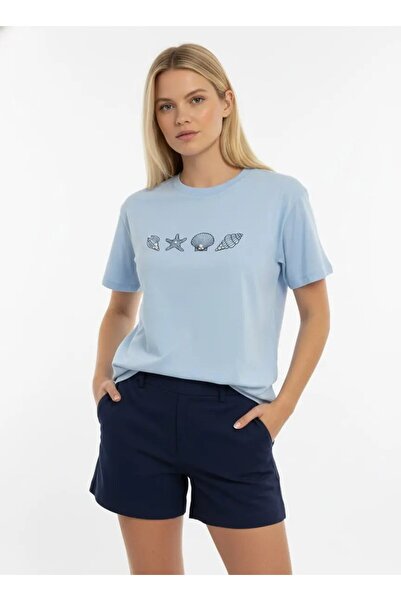 Park Karon 26027 100% Cotton Crew Neck Embroidered Pearl Embroidered Combed C...