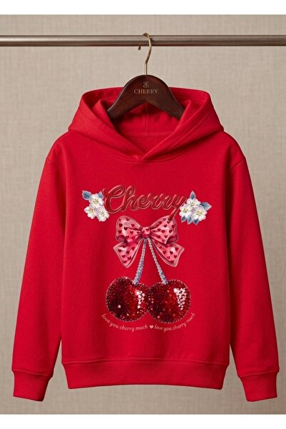 Tiny and Co 100% Cotton Cherry Printed Children's Hooded Sweatshirt