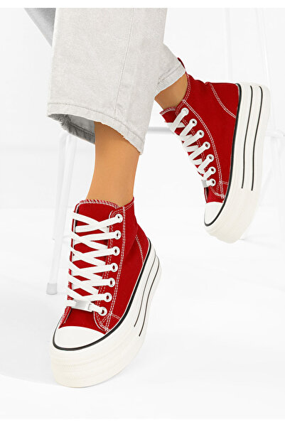 B T Shoes Γυναικεία πανινα πλατφόρμες Kimala V3 κοκκινο