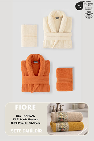 Ellaline 4 Piece Family Striped Bathrobe Set 100% Cotton Certified + Fiore 2-...