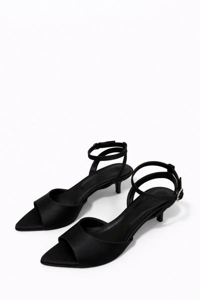 STRASWANS Noah Women's Heeled Satin Sandals Black