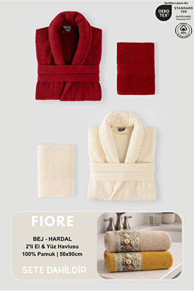 Ellaline 4 Piece Family Striped Bathrobe Set 100% Cotton Certified + Fiore 2-...