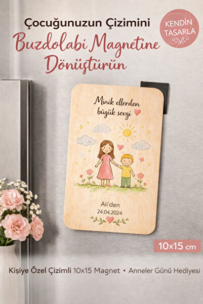 cekud tasarım baskı Kişiye Özel Çocuk Çizimi Baskılı 10x15 Buzdolabı Magneti ...