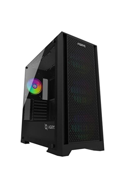 AQIRYS Avior ARGB Mid Tower Θήκη Υπολογιστή, Σκληρυμένο Γυαλί, Μαύρο