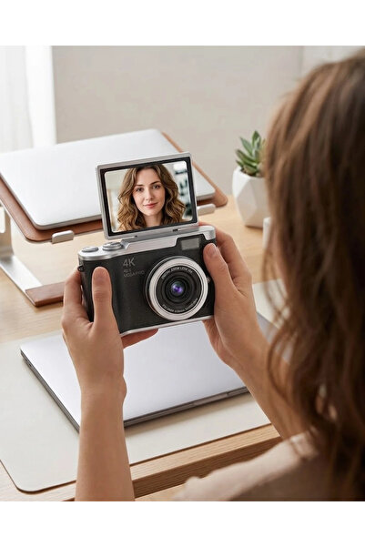 VLK Kompakt 4K Dijital Kamera 48 MP Sensör 8X Zoom Flip Ekran Vlog ve Selfie Uyumlu VLK