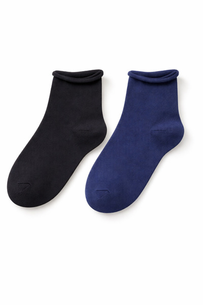 ANDINO Unisex Cotton 4 Pairs Black / Navy Blue Plain Socks