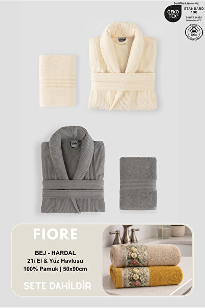 Ellaline 4 Piece Family Striped Bathrobe Set 100% Cotton Certified + Fiore 2-...