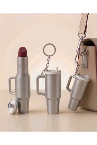 LUBIKO STUDIO Termos Anahtarlık ve Ruj Lipstick Kabı - Kişiye Özel Çanta Akse...