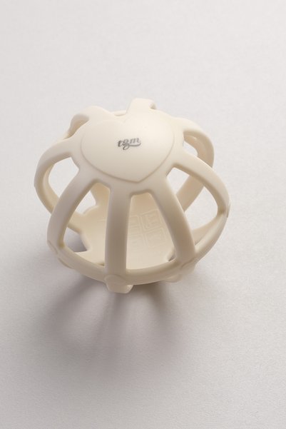 Tgm Baby Heart Patterned Teether Ultra Premium Silicone Ball (Cream)