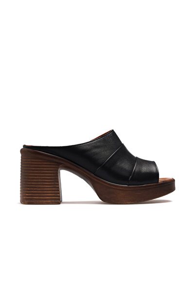 Venüs Women's leather heeled slipper 26y 2409822y black