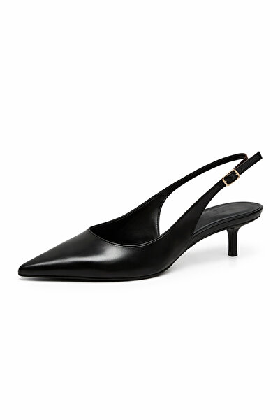 STRASWANS Marcela Women's Heeled Wrinkled Leather Shoes Black