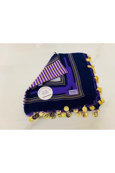 FAMU PAZARLAMA وشاح أرجواني محلي الصنع من البحر الأسود، مطبوع عليه ليارات (90*90)