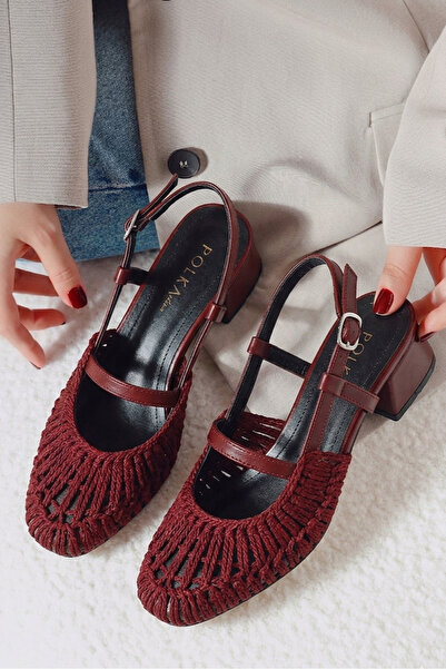 POLKA STORE Breeze Mesh Knitted Short Block Heeled Women's Shoes