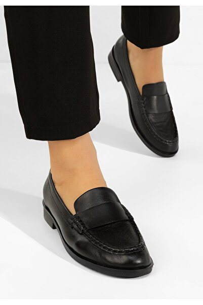 B T Shoes Μοκασίνια γυναικεια δερματινα Lariona μαύρα