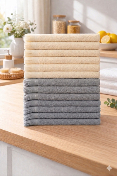 ÖZteks Total 12 Pieces 30*50 cm Kitchen Towels - Hand Towels-Drying Cloths (6...