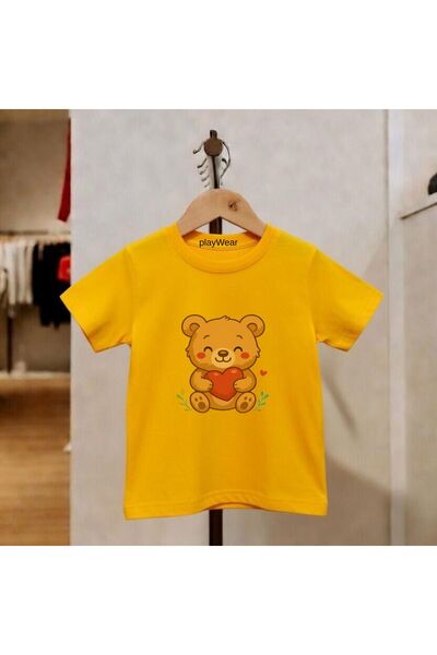 playwear Παιδικό unisex μπλουζάκι με στάμπα αρκουδάκι, 100% βαμβάκι, με λαιμό...