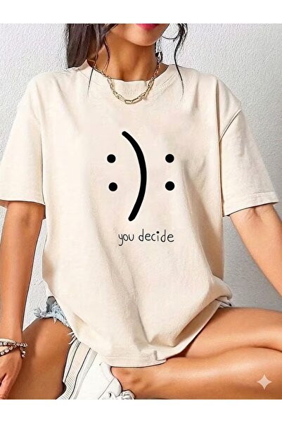 JENOLAN Women's You Dehice'Hangisisin' Printed Oversize T-Shirt